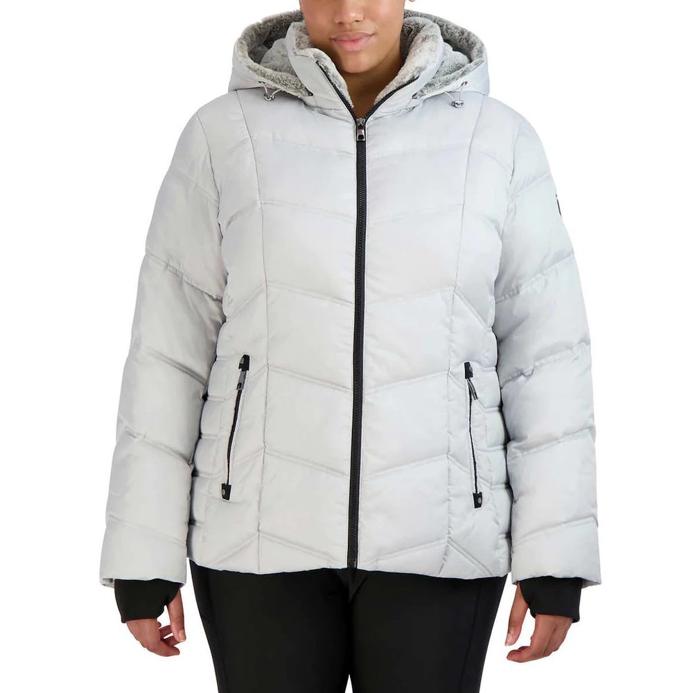 NWT Nautica Women's Faux-Fur Trimmed Puffer Jacket Hooded Size L $165 6C013